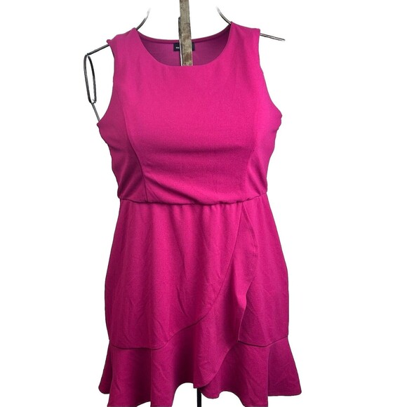 Fortune + Ivy  Dress Ruffle Front and Bottom Size XL Raspberry violet Sleeveles - Picture 5 of 8